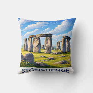 Coussin Stonehenge Throw Pillow Ancient Monument Landscape