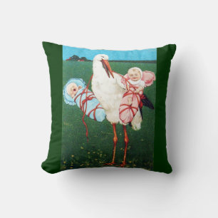 Coussin STORE BABY SHOWER JUMEAU, Rose, Bleu Turquoise