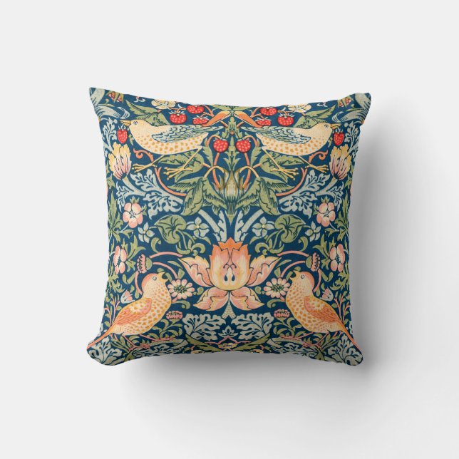 Coussin Strawberry Thief (par William Morris) (Recto)