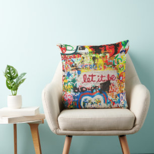 Coussin Streetart Graffiti Amour Maison Cœur Coloré Funky