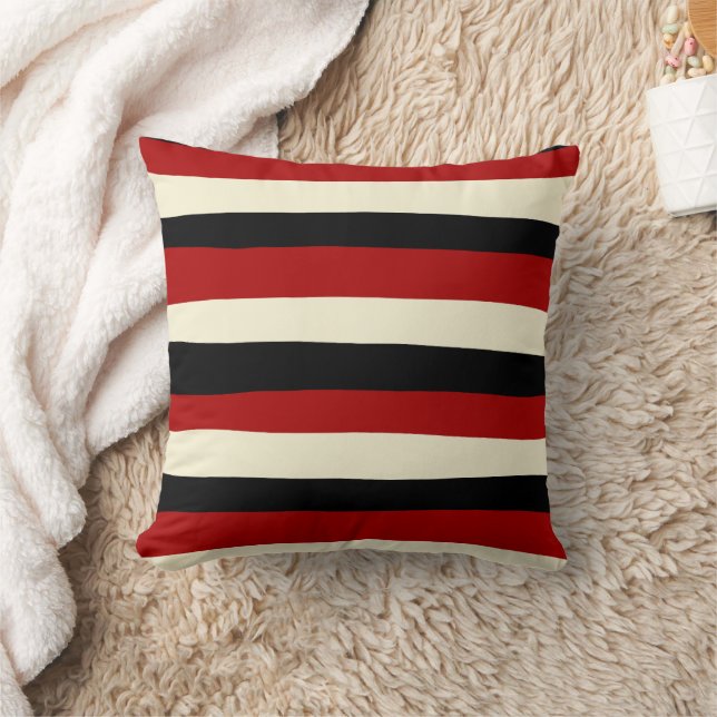 Coussin Stripes inégales - Rouge et Crème (Couverture)