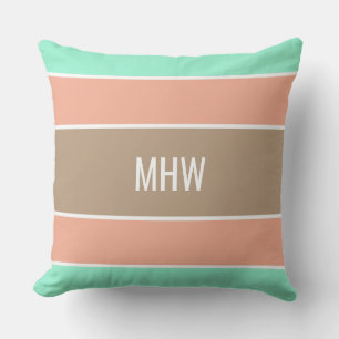 Coussin Stripes Motif personnalisé monogramme lancer oreil