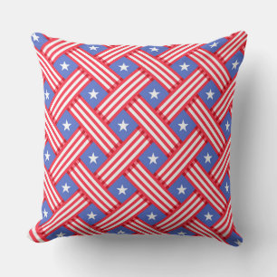 COUSSIN STRIPES PATRIOTIQUES ROUGE BLANC BLEU AMÉRICAIN ST