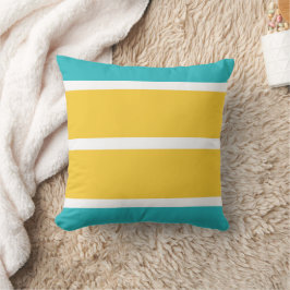 Coussin Stripes simples - Turquoise et jaune