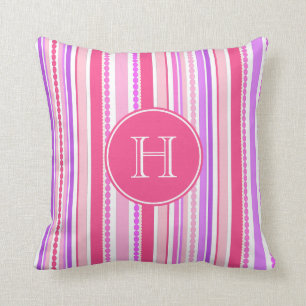 Coussin Stripey perle le carreau pourpre rose de