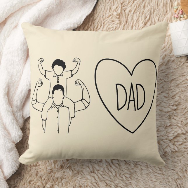 Coussin Strong Dad Shoulder Ride Heart Outline (Couverture)