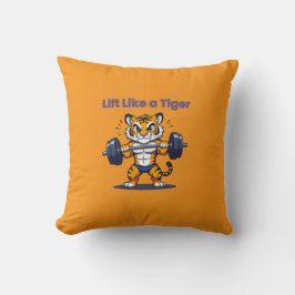 Coussin **Strong Tiger – Cute Tiger Lifting Weights Illust