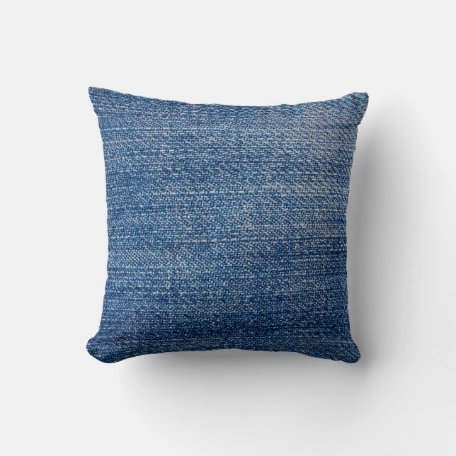 Coussin Structure en denim tissu Jeans bleu (Recto)