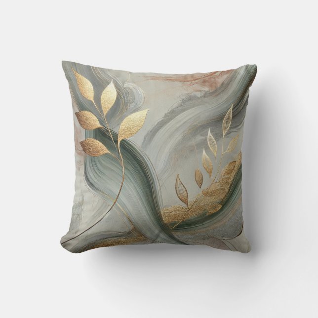 Coussin Style Abstrait Feuille d'or 14 (Recto)