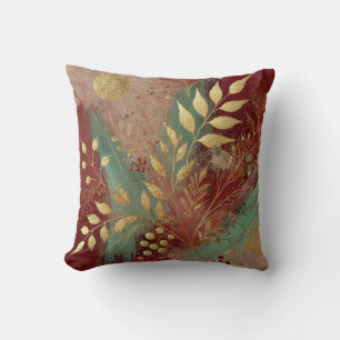 Coussin Style Abstrait floral et feuille d'or 32