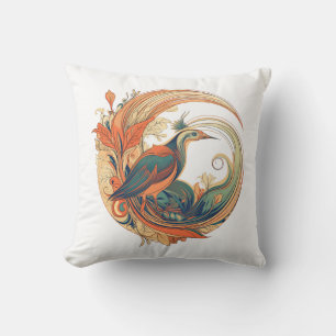 Coussin Style Art déco oiseau de Paradis design