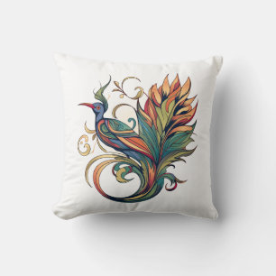 Coussin Style Art déco oiseau de Paradis design