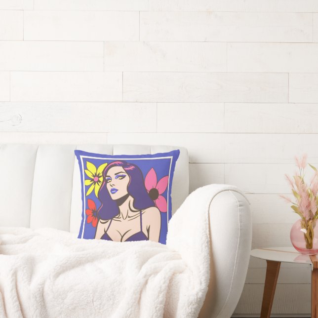 Coussin Style bande dessinée jolie femme Jeu d'oreiller (Canapé)