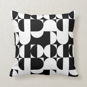 Coussin Style Bauhaus Noir Et Blanc Géométrique Rétro