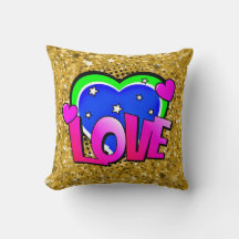 Style BD Pop Art Retro Bleu rose Vert AMOUR