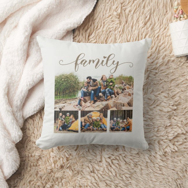 Coussin Style Blanc Personnalisé 4 Famille Photo Collage (Couverture)