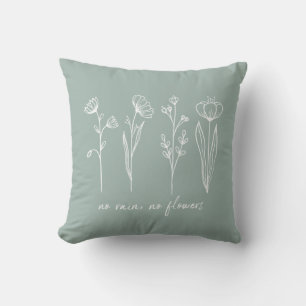 Coussin Style Boho Flower Inspiration Citation Sage Green