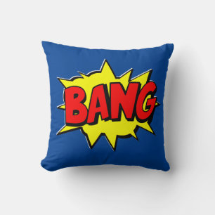 Coussin Style comique Pop Art rétro Jaune Rouge Bleu BANG