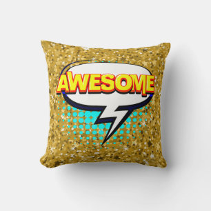 Coussin Style comique Pop Art Retro Stars rose BEAU Texte