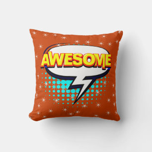 Coussin Style comique Pop Art Retro Stars rose BEAU Texte