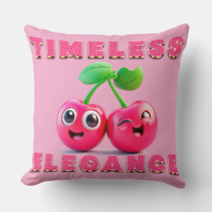 Coussin Style de dessin animé adorable Cerise joyeuse