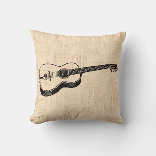 Coussin Style de papier classique de guitare acoustique (Recto)