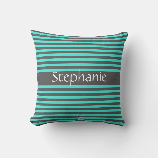 Coussin Style Gris Turquoise Gris Gris Blanc Nom personnal (Recto)