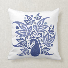 Coussin Style Hamptons bleu et blanc Peacock de Bohême