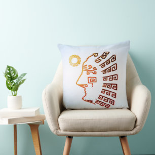 Coussin Style Machu Picchu Art sur bleu clair