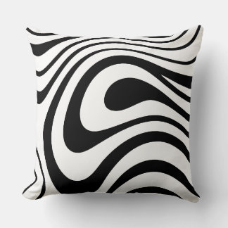 Coussin Style Marbre Abstrait Noir et Blanc