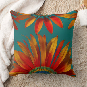 Coussin Style marocain or rouge orange turquoise vert flor