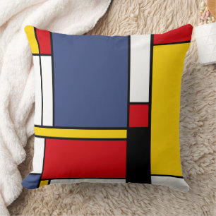 Coussin Style Mondrian Design d'art Abstrait moderne