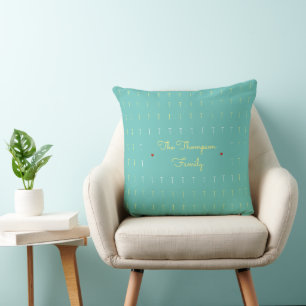 Coussin style Nom de famille & initial personnalisé gentil