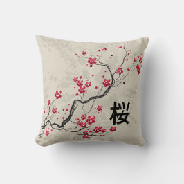 Coussin Style oriental Sakura Cherry Blossom Art