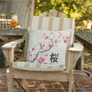 Coussin Style oriental Sakura Cherry Blossom Art