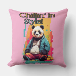 Coussin Style Panda Joueur | Artwork de veste bleue