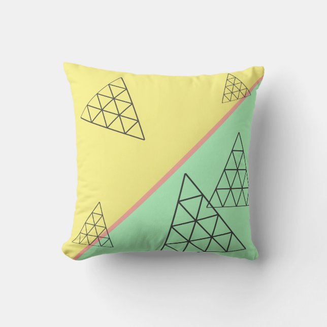 Coussin Style Pyramide Triangle Géométrie Pastel (Recto)