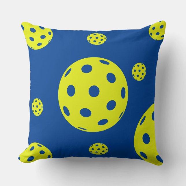 Coussin Style Rétro Néon Bleu Thème Pickleball Anniversair (Recto)