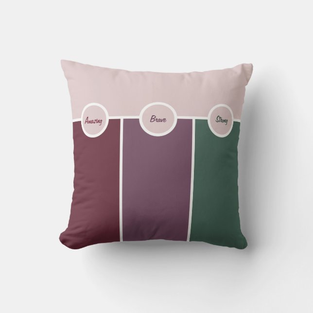 Coussin Style vert mauve simple et graphique (Recto)