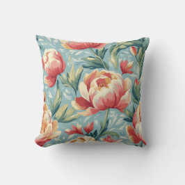 Coussin Style victorien élégant pivoines florales
