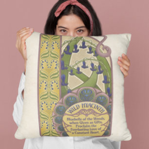 Coussin Style vintage Bluebell Art avec Motif vert Retour