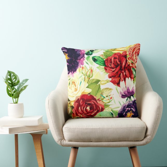Coussin Style vintage Grandes aquarelles (Chaise)