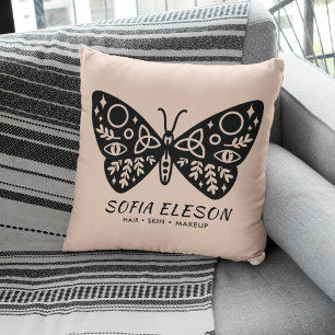 Coussin Stylish Girly Black Butterfly Blush Rose Marque