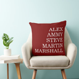 COUSSIN STYLISH MODERNE ÉLÉGANT NOM PERSONNALISÉ ROUGE FO