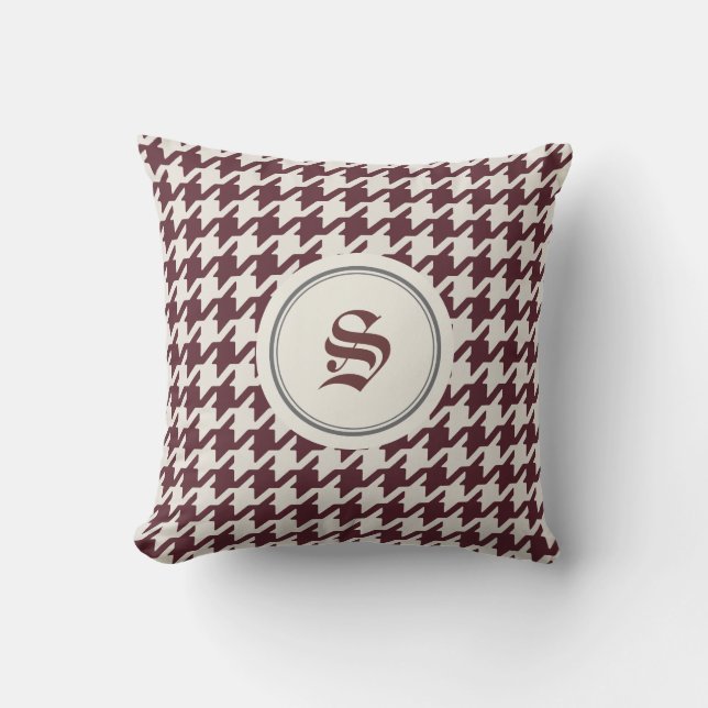 Coussin Stylo classique marron avec monogramme (Recto)