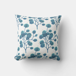 Coussin Stylo Motif Plante bleu vert dessin Jeu d'oreiller