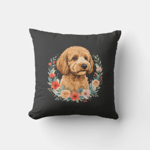 Coussin Sublimation ronde de chien floral