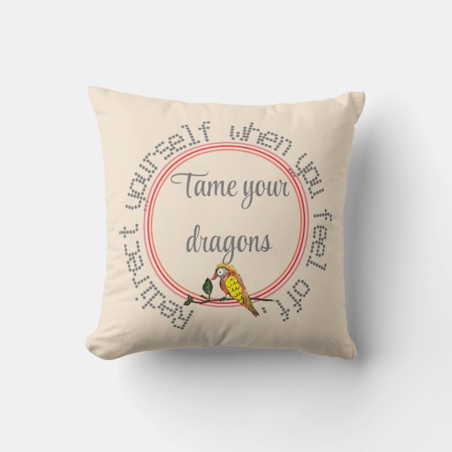 Coussin Subtil Tan Natural Personnaliser Texte Bird (Recto)