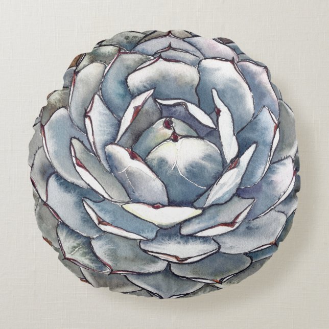 coussin succulent d'argent rond (Devant)