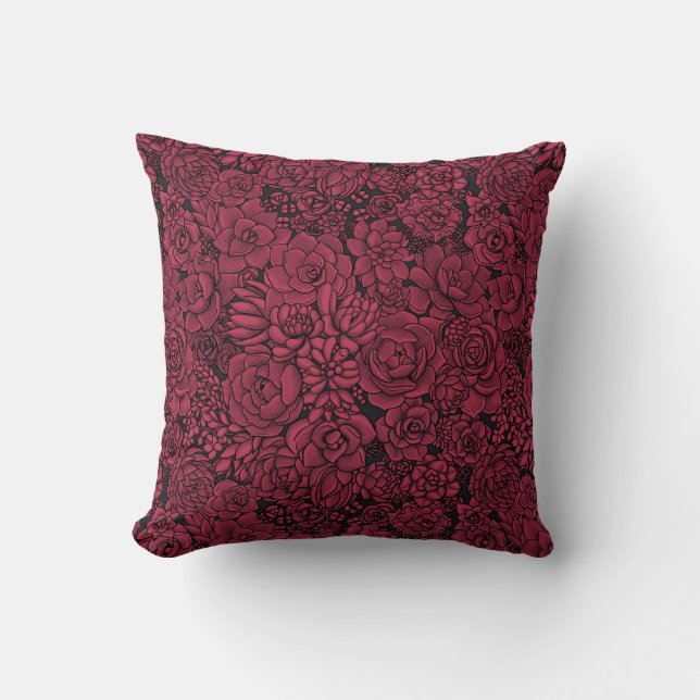 Coussin Succulents à Viva Magenta- Couleur de l'année 2023 (Recto)